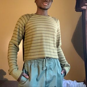 Green and brown striped long sleeve (diy cropped)